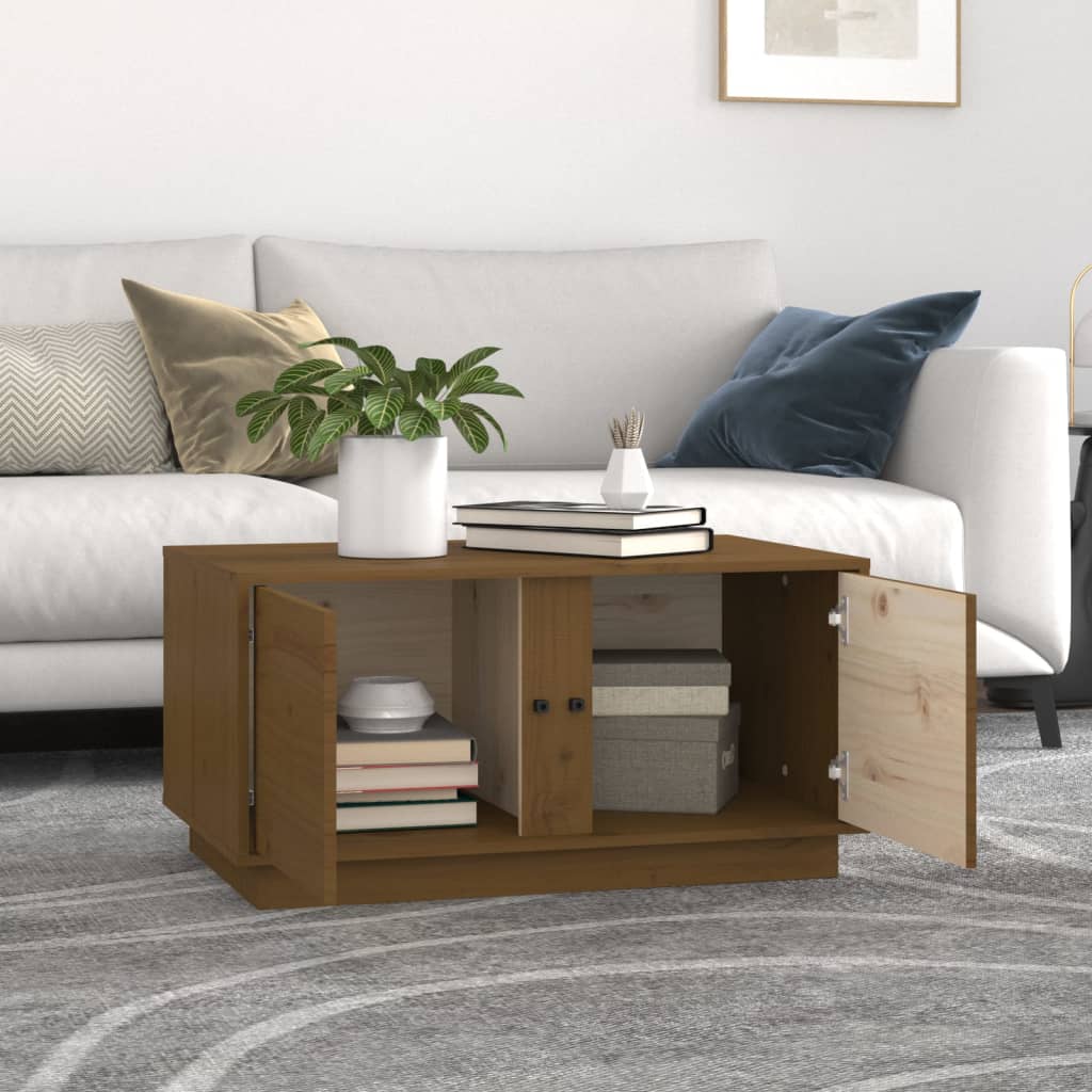 vidaXL Table basse marron miel 80x50x40 cm Bois de pin massif