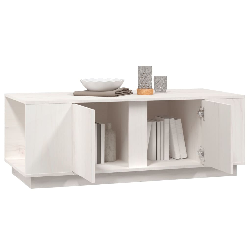 vidaXL Couchtisch Weiß 110x50x40 cm Massivholz Kiefer