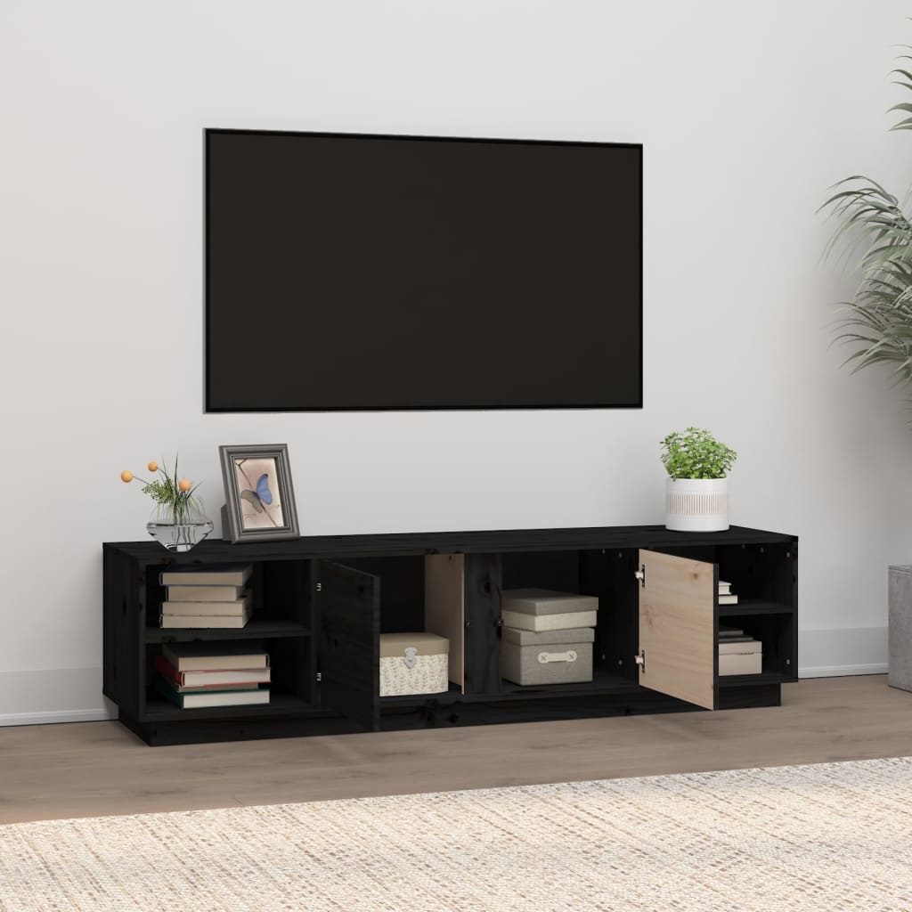 vidaXL Meuble TV Noir 156x40x40 cm Bois de pin massif