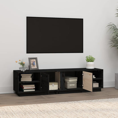 vidaXL Meuble TV Noir 156x40x40 cm Bois de pin massif