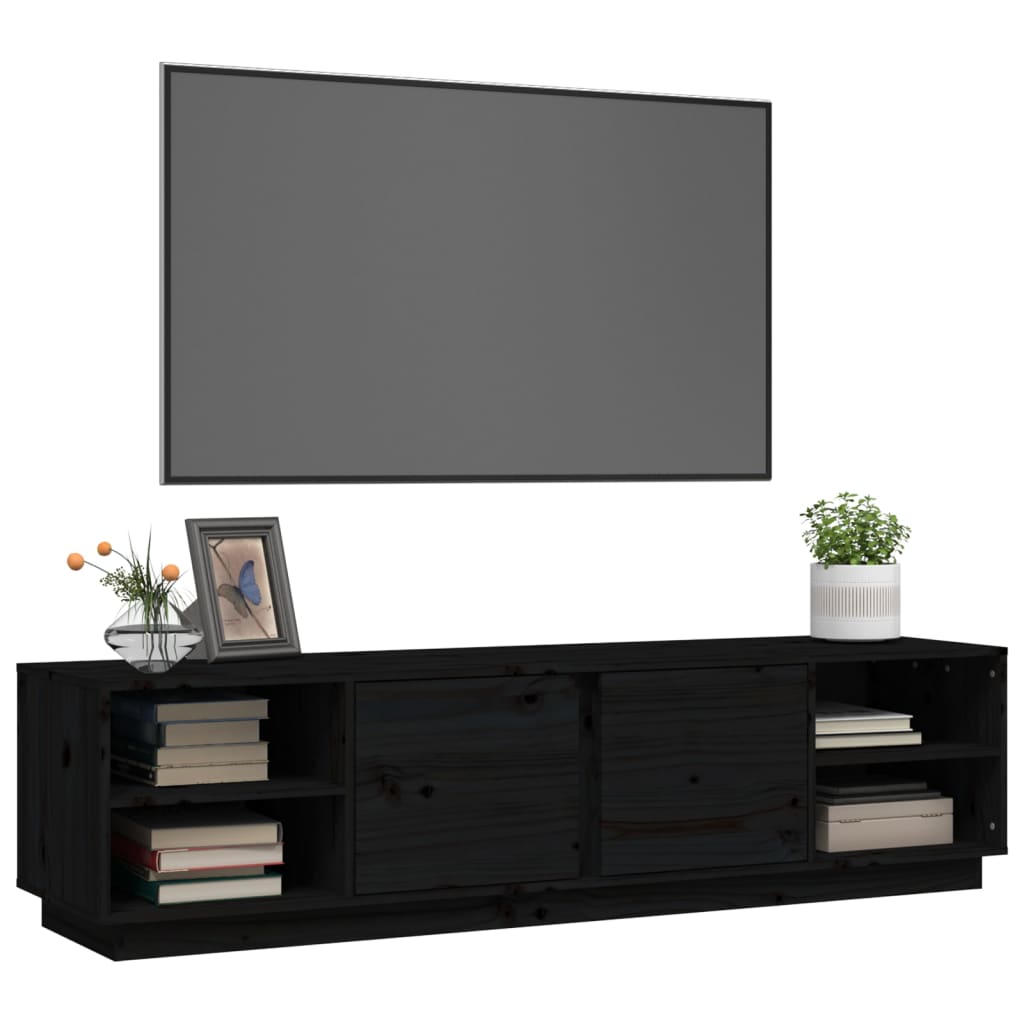 vidaXL Meuble TV Noir 156x40x40 cm Bois de pin massif
