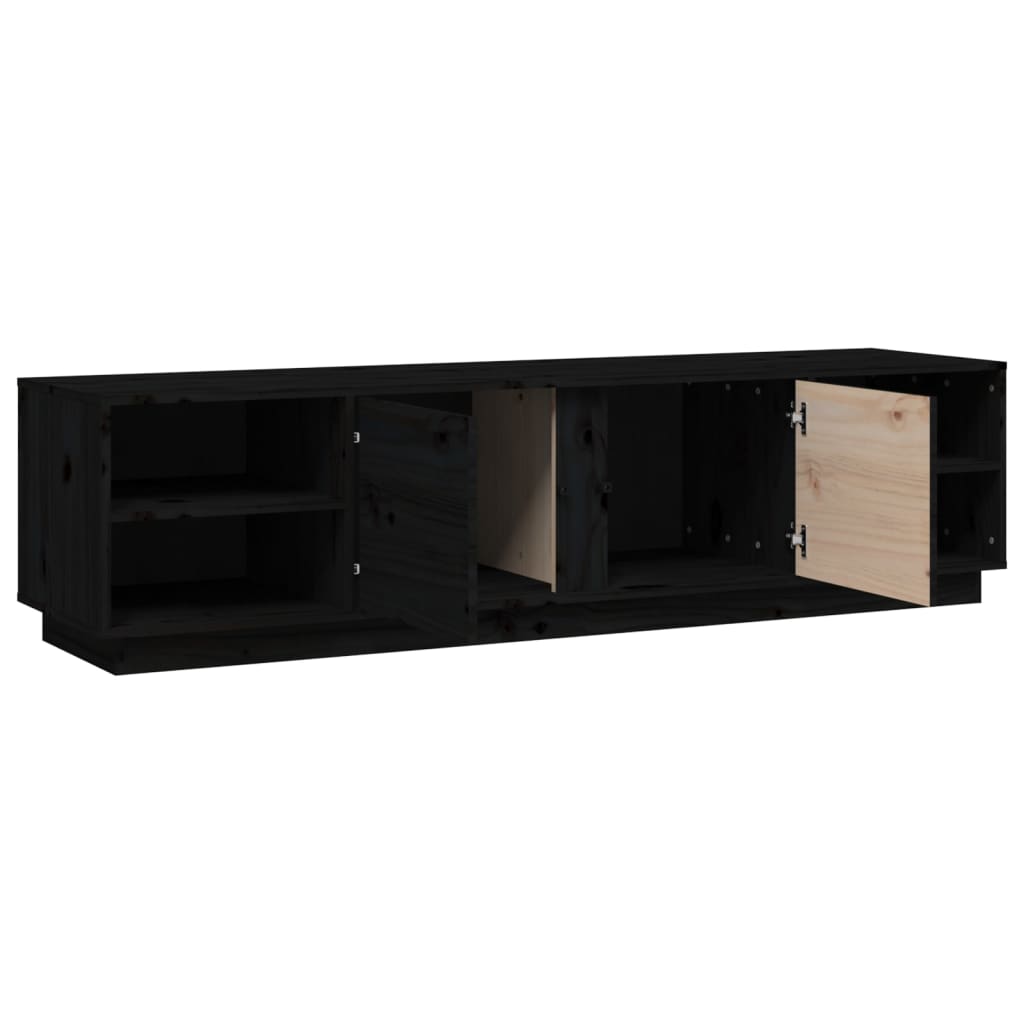 vidaXL Meuble TV Noir 156x40x40 cm Bois de pin massif