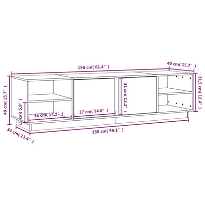 vidaXL Meuble TV Noir 156x40x40 cm Bois de pin massif