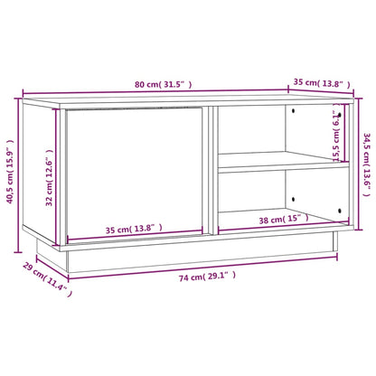 vidaXL TV-Schrank Honigbraun 80x35x40,5 cm Massivholz Kiefer