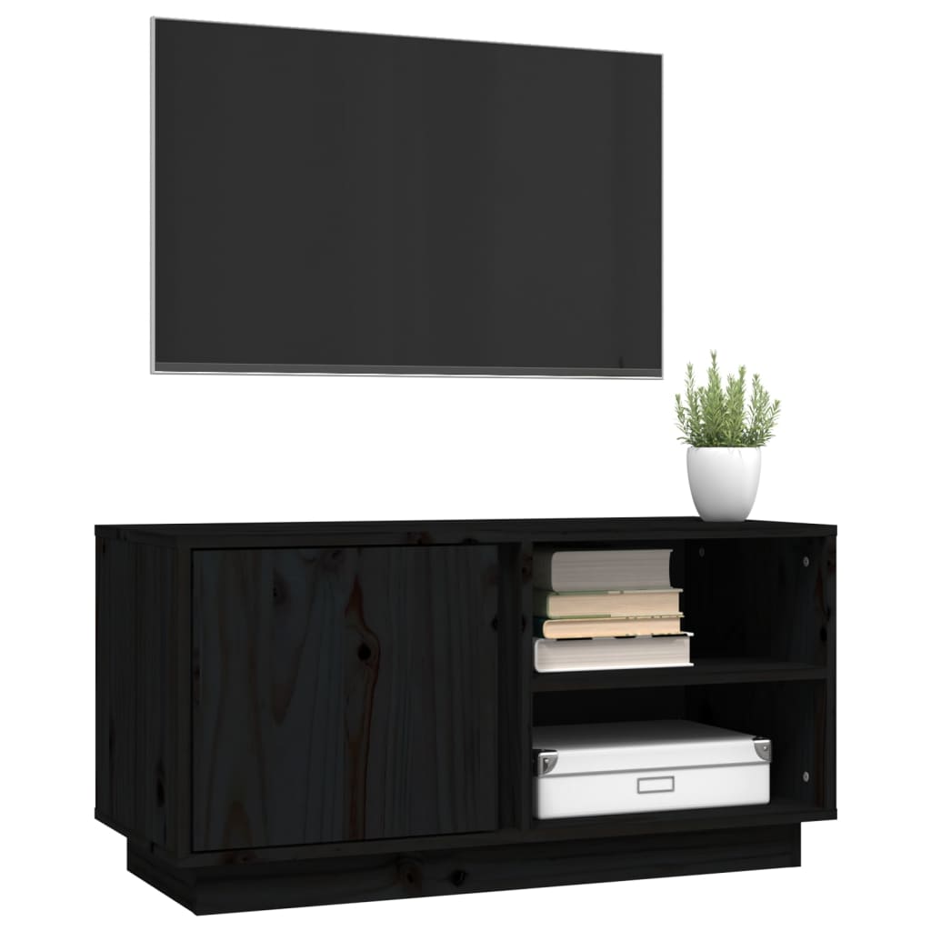 vidaXL Meuble TV Noir 80x35x40,5 cm Bois de pin massif