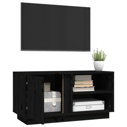 vidaXL Meuble TV Noir 80x35x40,5 cm Bois de pin massif