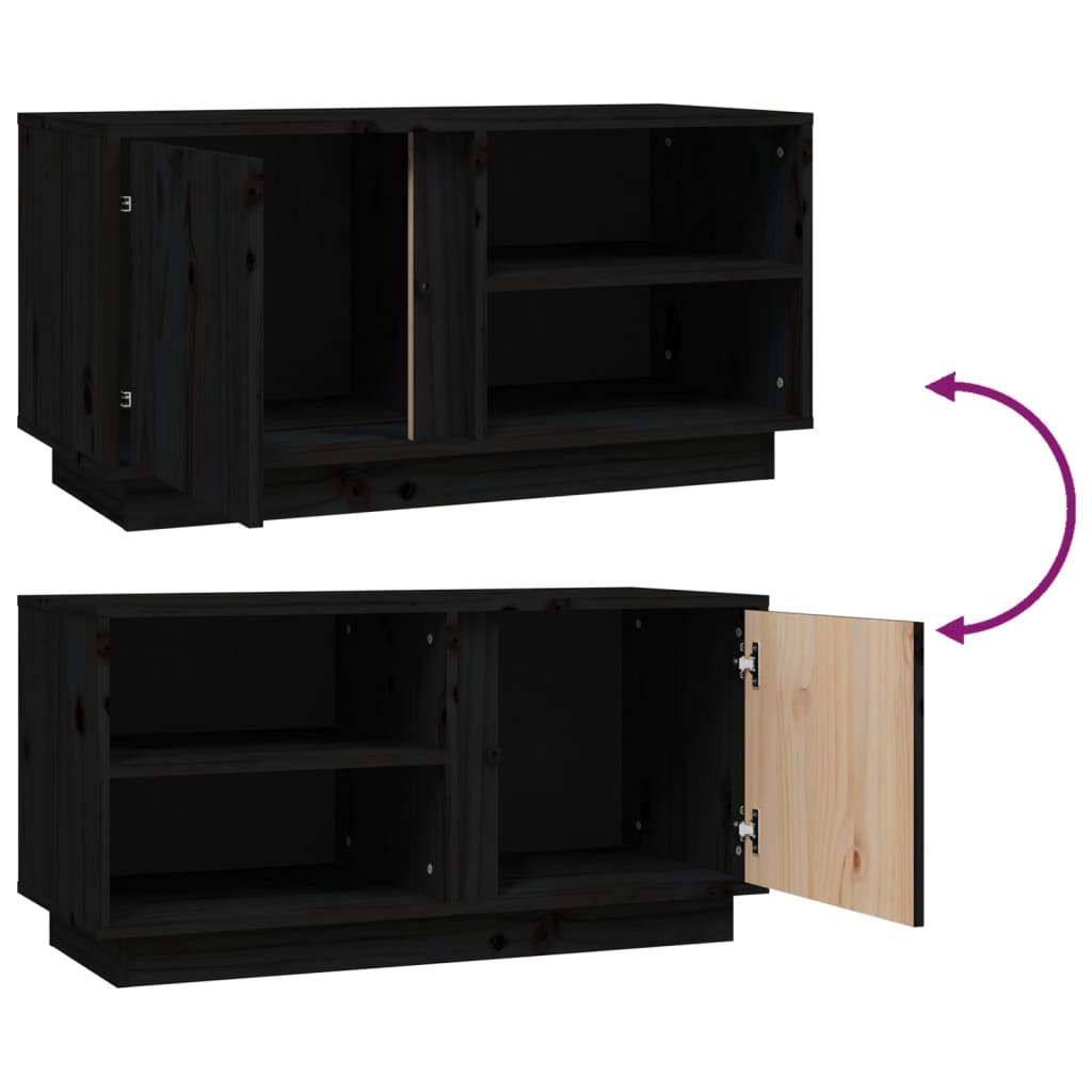 vidaXL Meuble TV Noir 80x35x40,5 cm Bois de pin massif