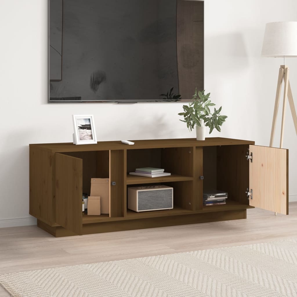 vidaXL Meuble TV marron miel 110x35x40,5 cm Bois de pin massif