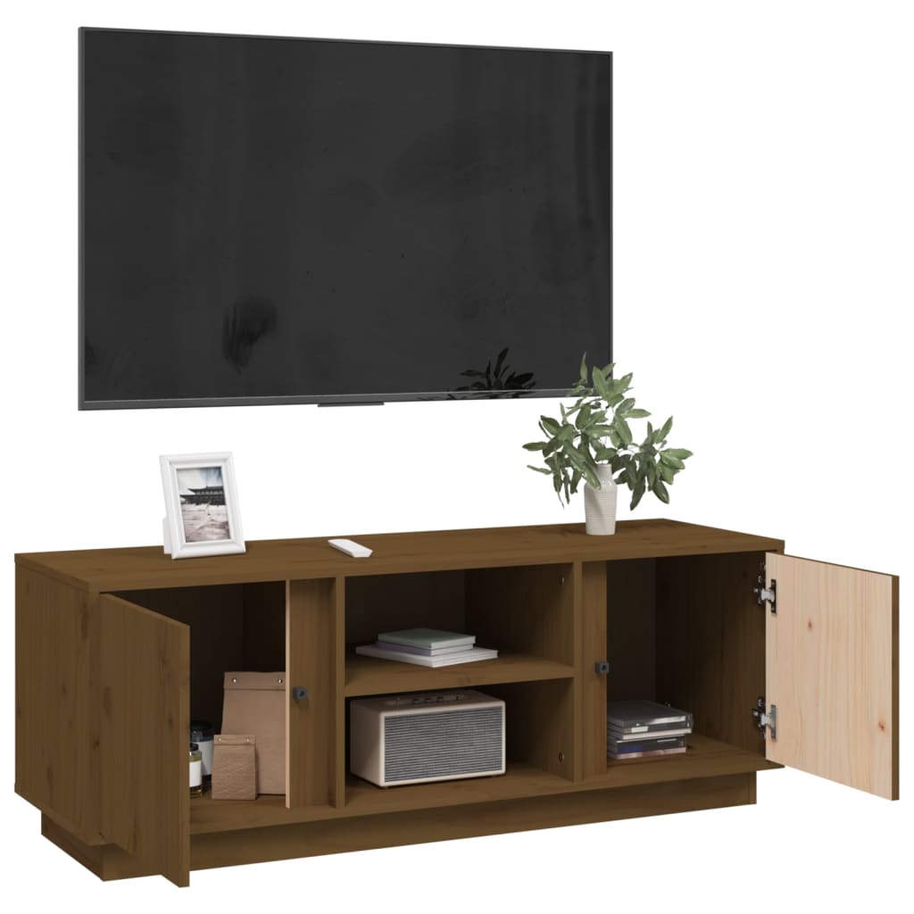 vidaXL Meuble TV marron miel 110x35x40,5 cm Bois de pin massif