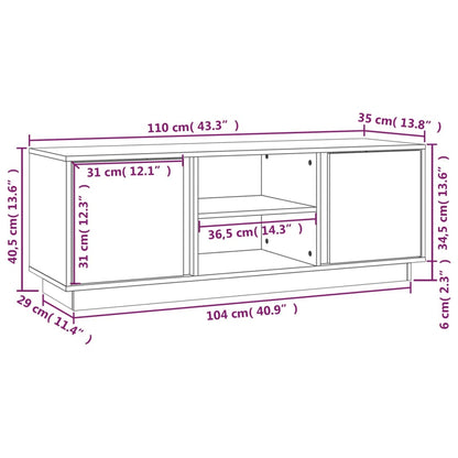 vidaXL Meuble TV marron miel 110x35x40,5 cm Bois de pin massif