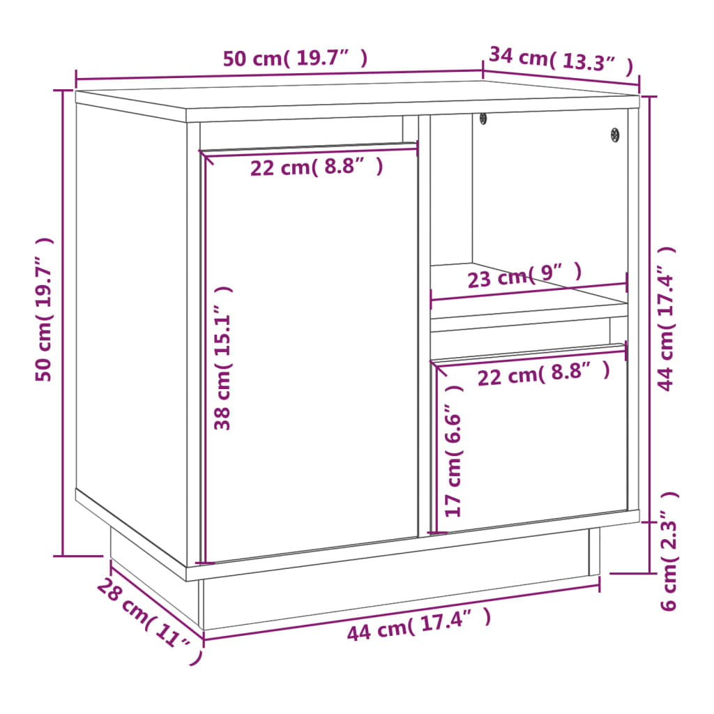 vidaXL Nachttische 2 Stk. Honigbraun 50x34x50 cm Massivholz Kiefer