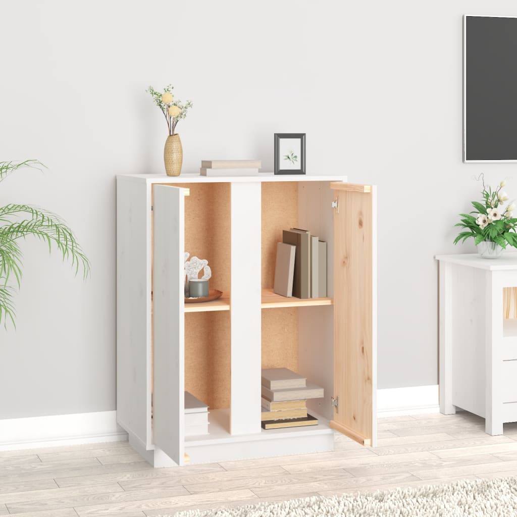 vidaXL Commode blanche 60x35x80 cm en pin massif
