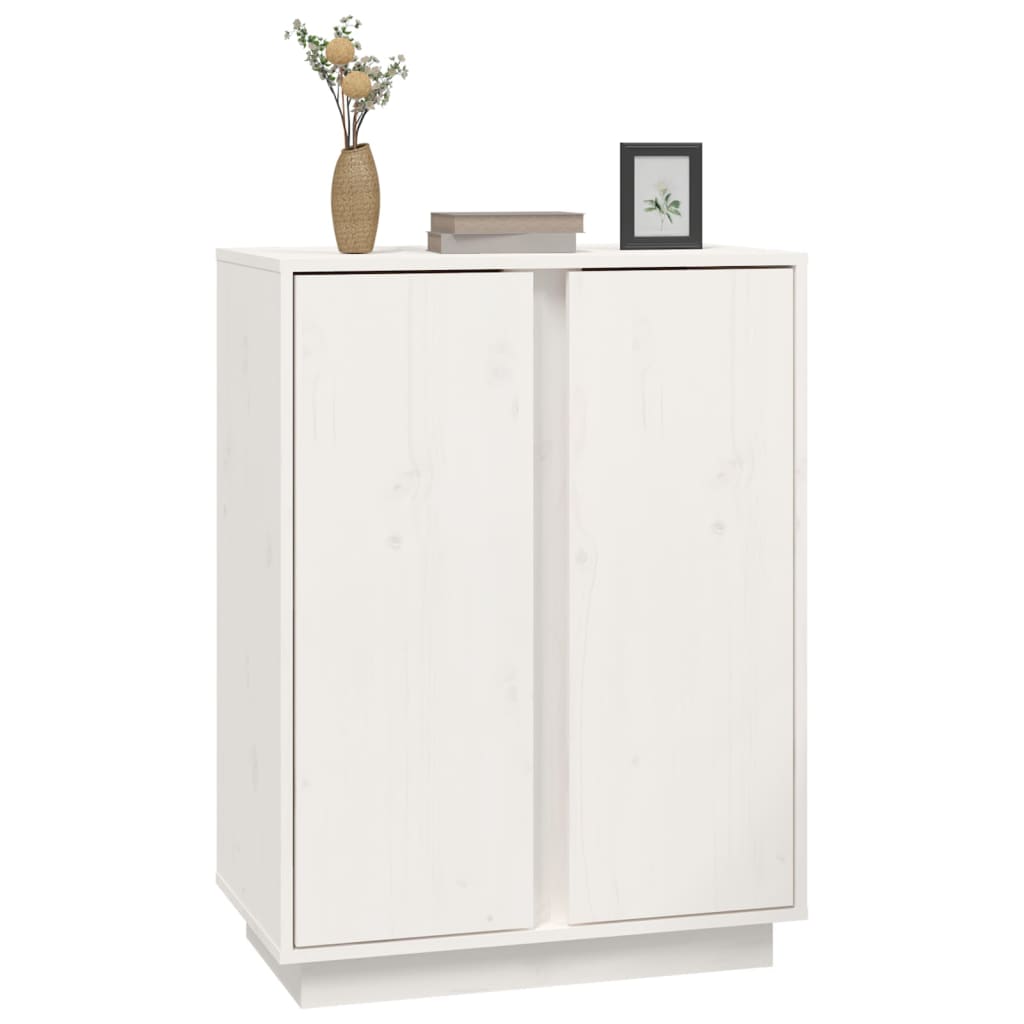 vidaXL Commode blanche 60x35x80 cm en pin massif