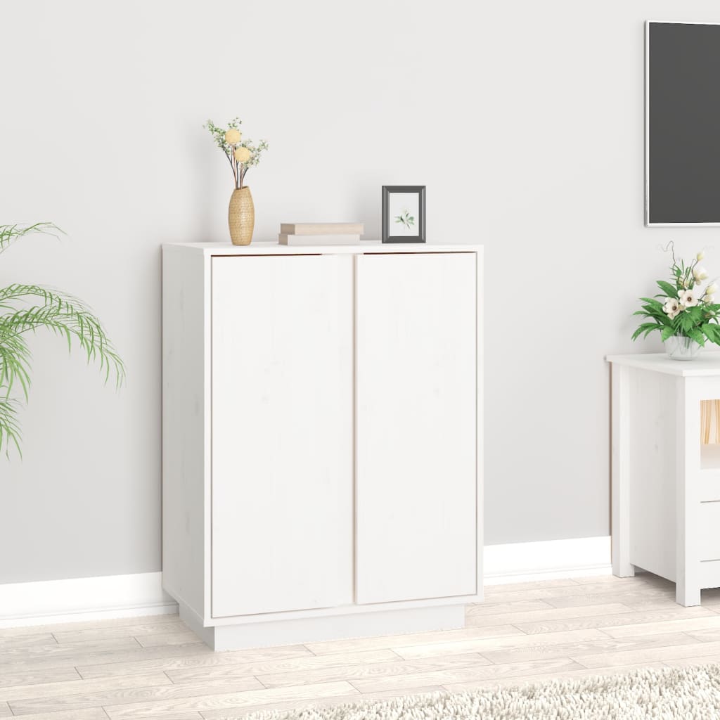 vidaXL Commode blanche 60x35x80 cm en pin massif