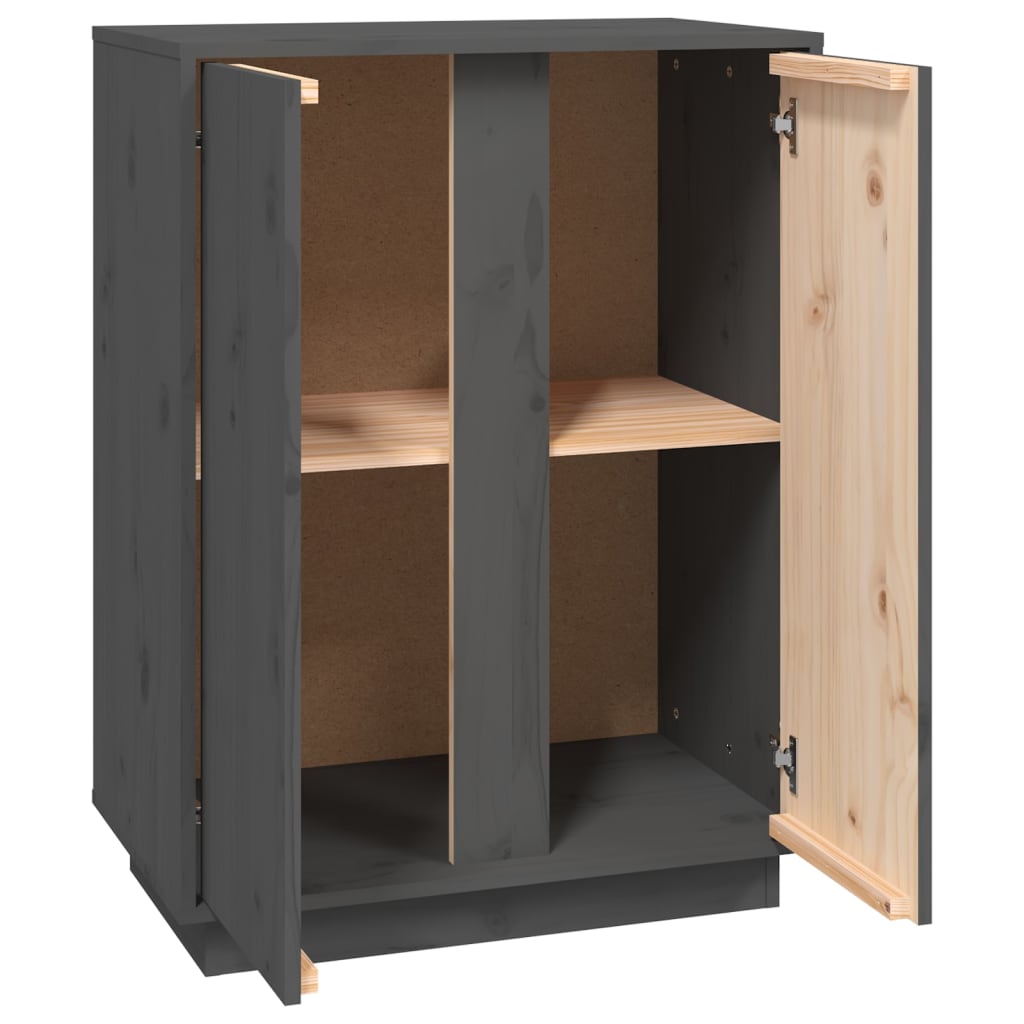 Sideboard Grau 60x35x80 cm Massivholz Kiefer