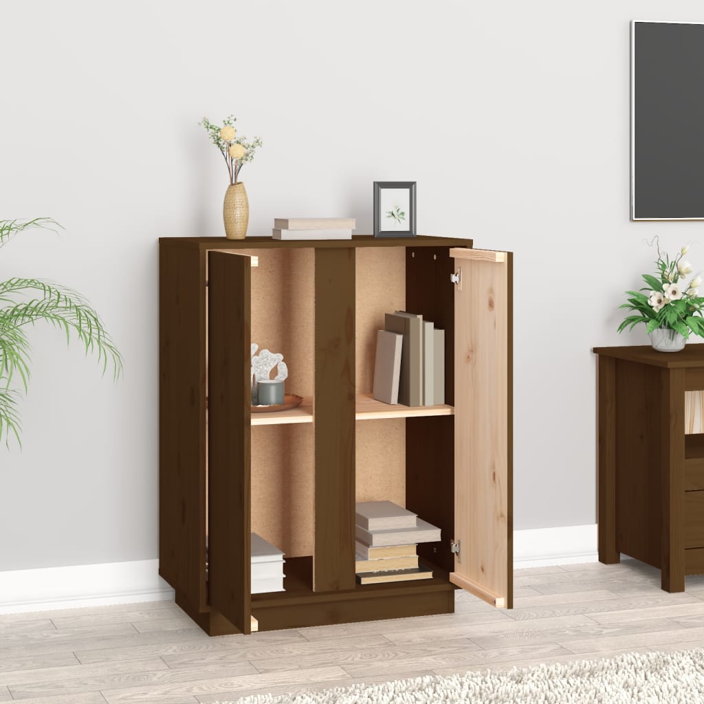 vidaXL Buffet marron miel 60x35x80 cm Bois de pin massif