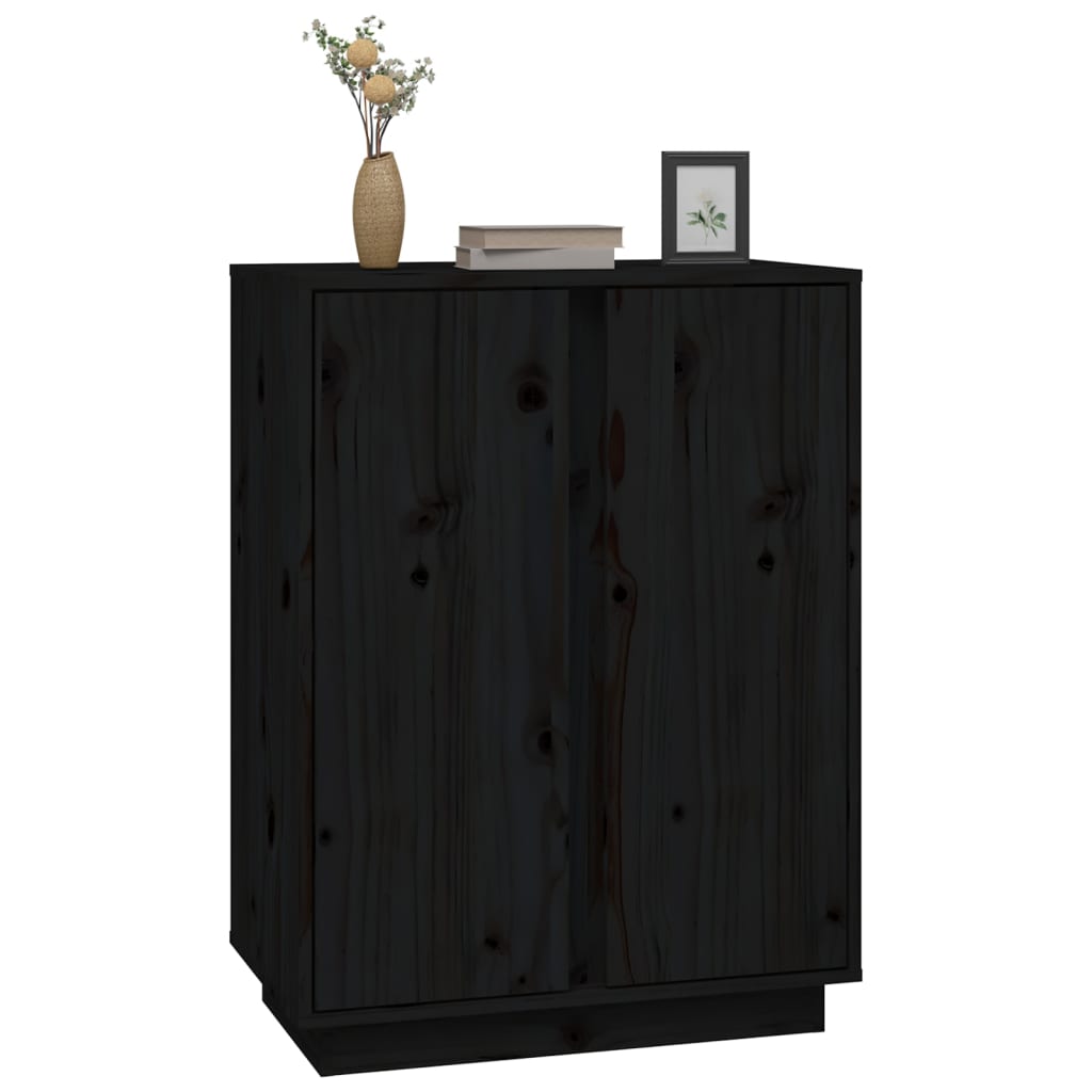 vidaXL Buffet noir 60x35x80 cm Bois de pin massif