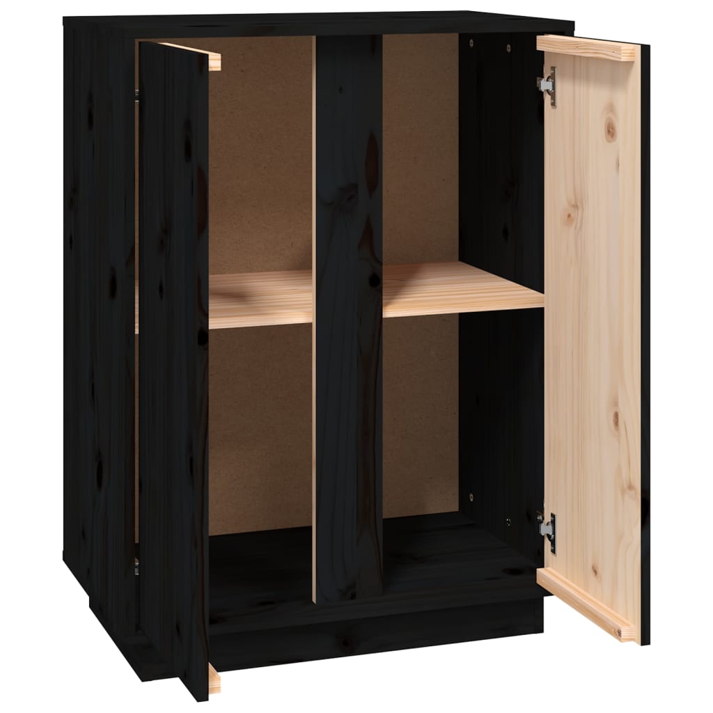 vidaXL Buffet noir 60x35x80 cm Bois de pin massif