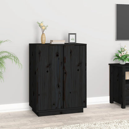 vidaXL Buffet noir 60x35x80 cm Bois de pin massif