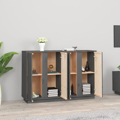 vidaXL Buffet Gris 120x35x80 cm Bois de pin massif