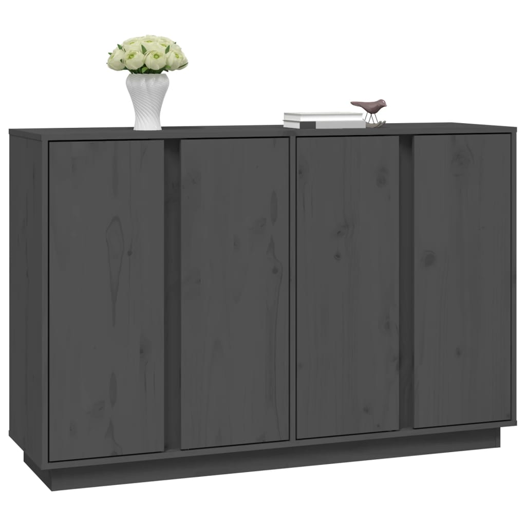 vidaXL Buffet Gris 120x35x80 cm Bois de pin massif