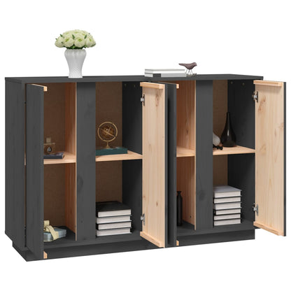 vidaXL Buffet Gris 120x35x80 cm Bois de pin massif