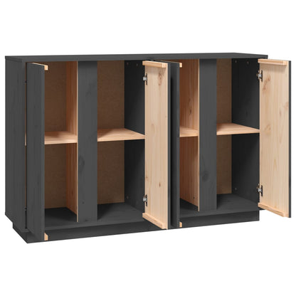 vidaXL Buffet Gris 120x35x80 cm Bois de pin massif