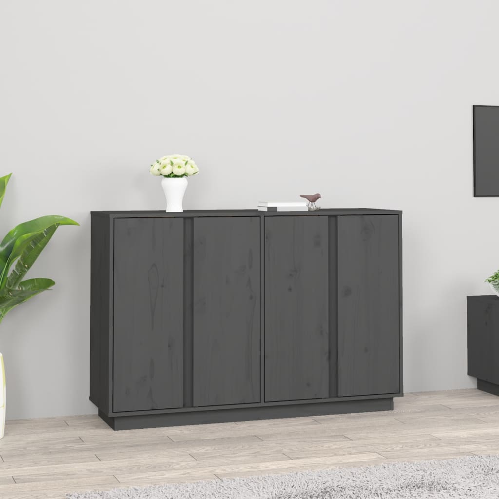 vidaXL Buffet Gris 120x35x80 cm Bois de pin massif