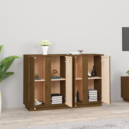 vidaXL Buffet marron miel 120x35x80 cm Bois de pin massif