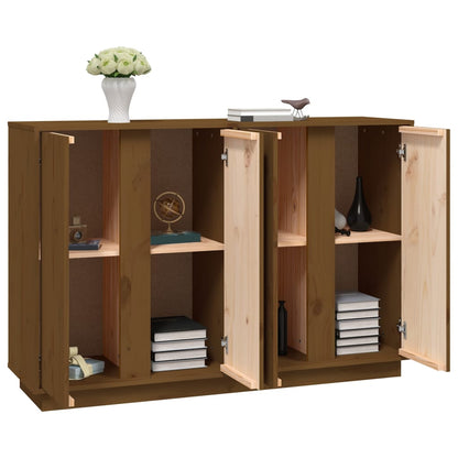 vidaXL Buffet marron miel 120x35x80 cm Bois de pin massif