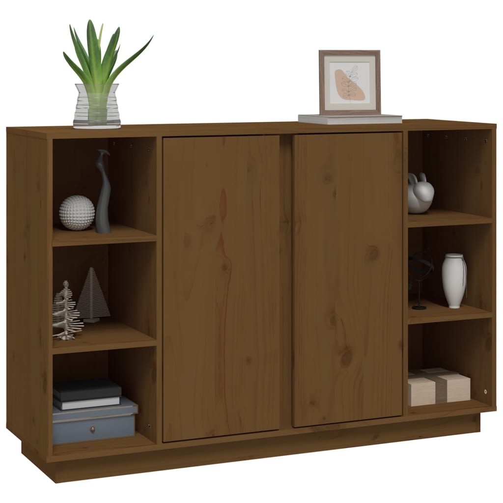 vidaXL Buffet marron miel 120x35x80 cm Bois de pin massif