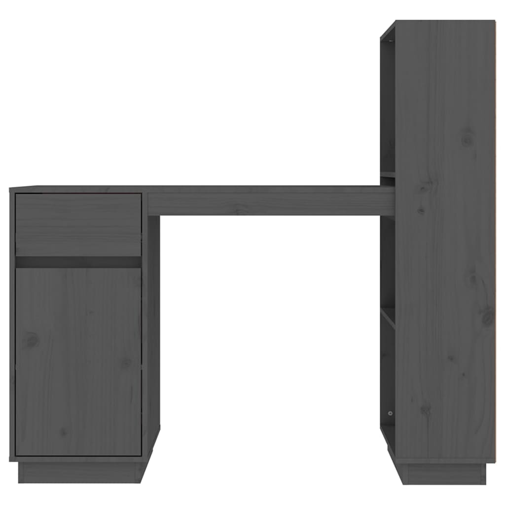 vidaXL Schreibtisch Grau 110x53x117 cm Massivholz Kiefer