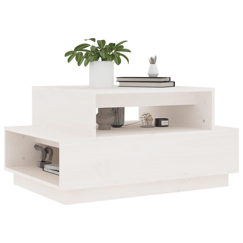 vidaXL Couchtisch Weiß 80x55x40,5 cm Massivholz Kiefer