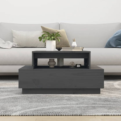 vidaXL Couchtisch Grau 80x55x40,5 cm Massivholz Kiefer