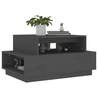 vidaXL Couchtisch Grau 80x55x40,5 cm Massivholz Kiefer