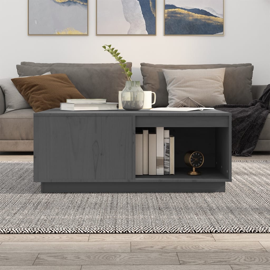 vidaXL Table basse grise 100x101x40,5 cm en pin massif