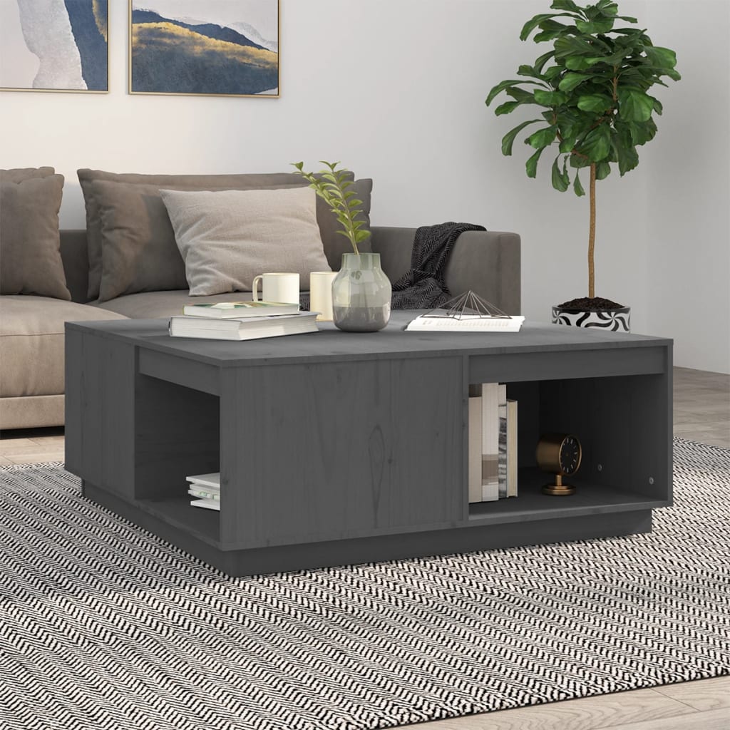 vidaXL Table basse grise 100x101x40,5 cm en pin massif