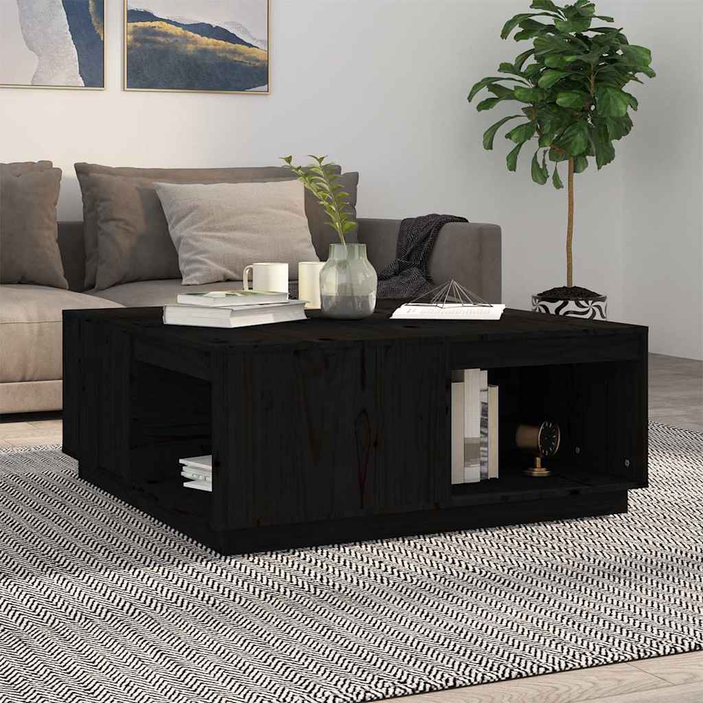 vidaXL Table basse noire 100x101x40,5 cm en pin massif