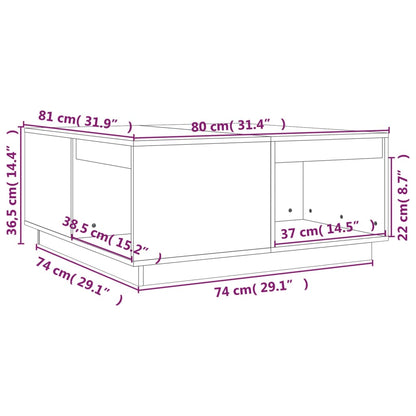 vidaXL Couchtisch Grau 80x81x36,5 cm Massivholz Kiefer