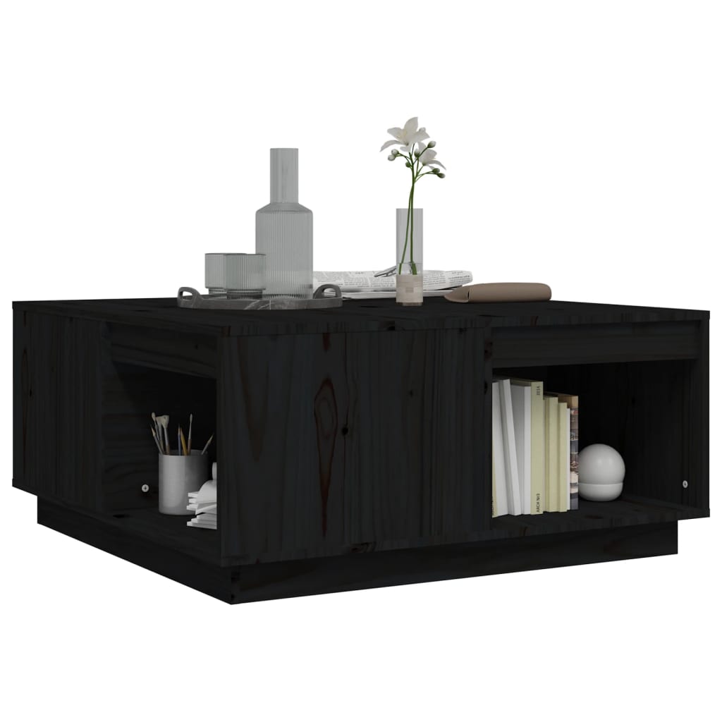 vidaXL Table basse noire 80x81x36,5 cm Bois de pin massif