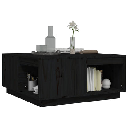 vidaXL Table basse noire 80x81x36,5 cm Bois de pin massif