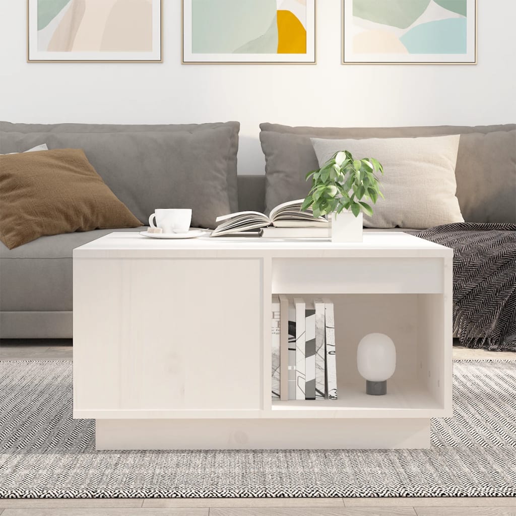 vidaXL Table basse blanc 60x61x32,5 cm en pin massif