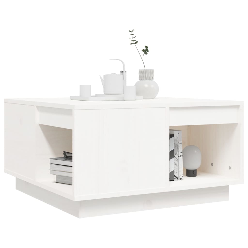 vidaXL Table basse blanc 60x61x32,5 cm en pin massif