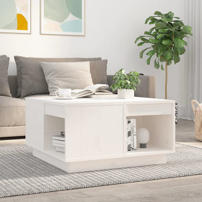 vidaXL Table basse blanc 60x61x32,5 cm en pin massif