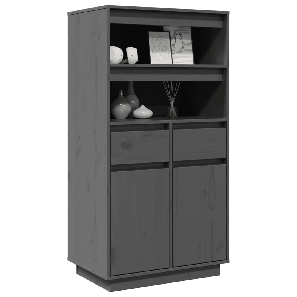 vidaXL Highboard gris 60x40x116,5 cm pin massif