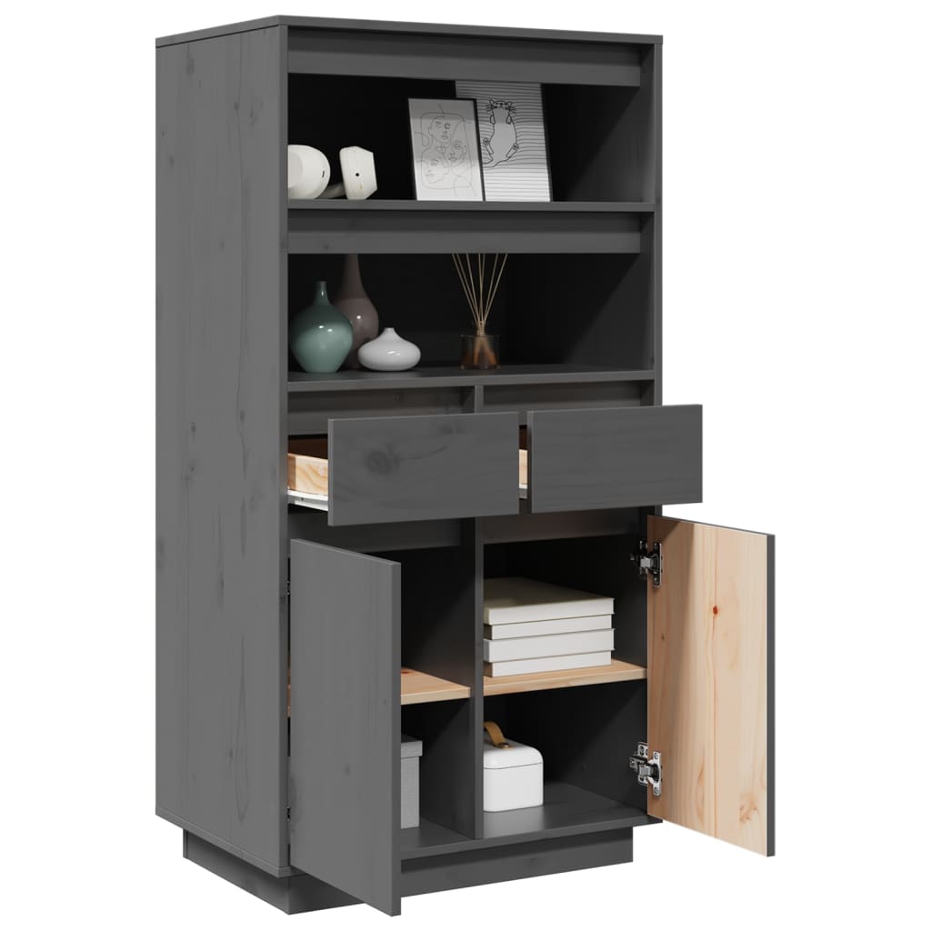vidaXL Highboard gris 60x40x116,5 cm pin massif