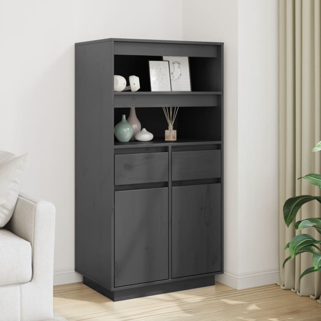 vidaXL Highboard gris 60x40x116,5 cm pin massif