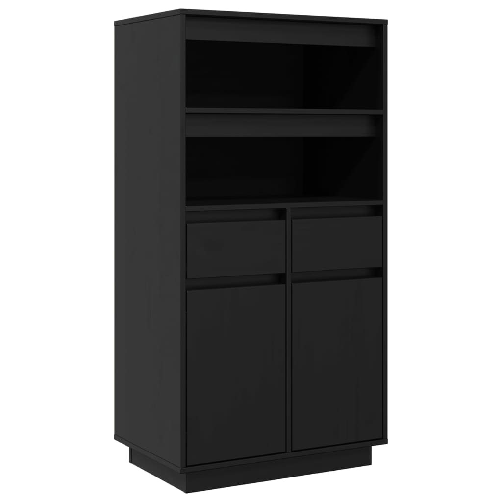 vidaXL Vaisselier haut noir 60x40x116,5 cm Bois de pin massif