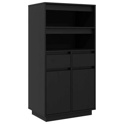 vidaXL Vaisselier haut noir 60x40x116,5 cm Bois de pin massif