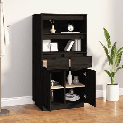 vidaXL Vaisselier haut noir 60x40x116,5 cm Bois de pin massif